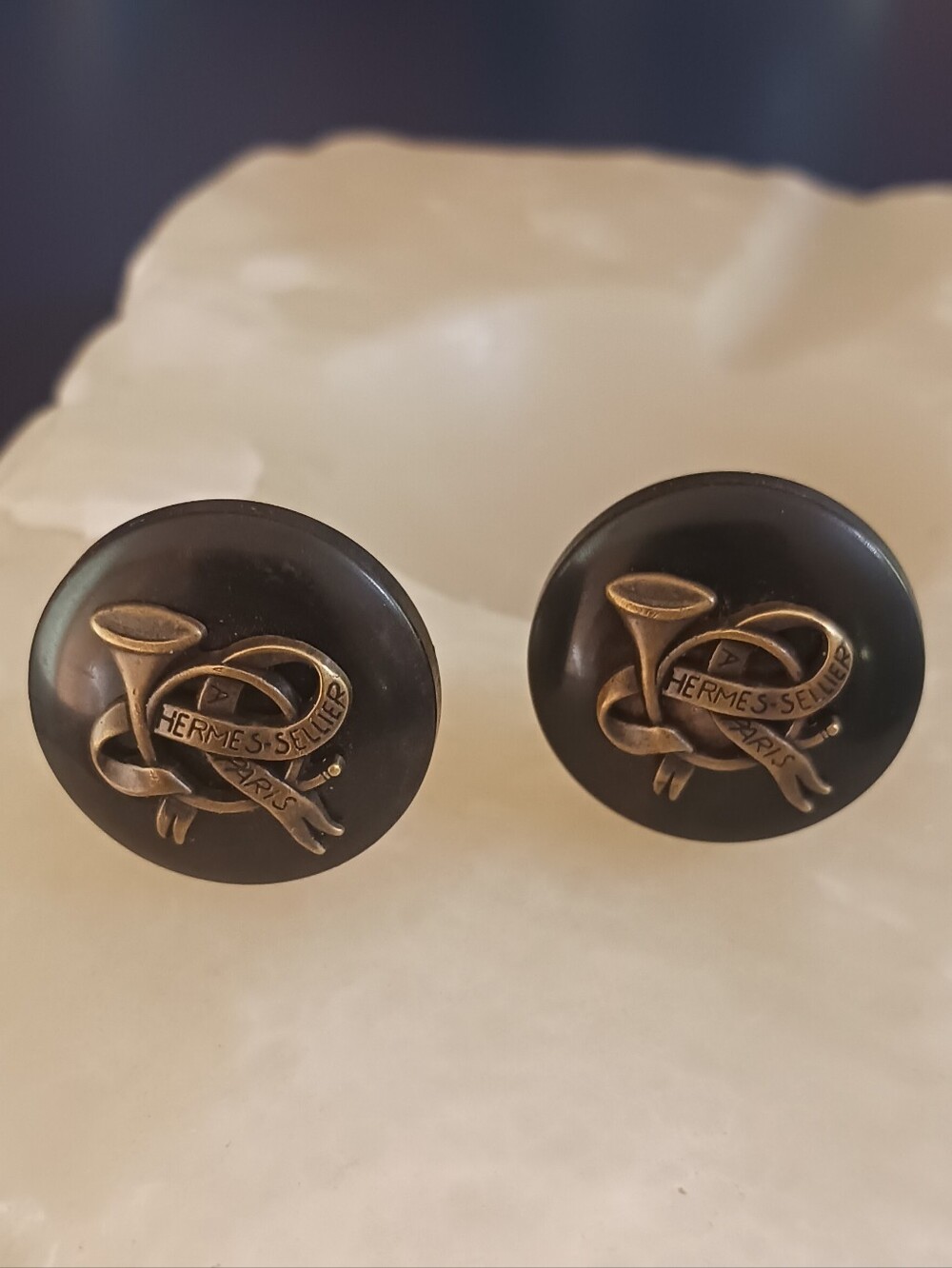 Authentic Hermes-Sellier Clip On Earrings
